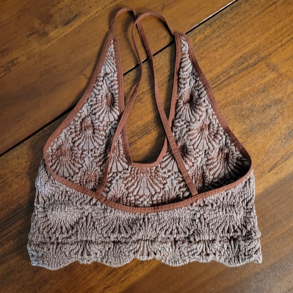Free People Textured Halter Bra in Brown - Picture 2 of 3